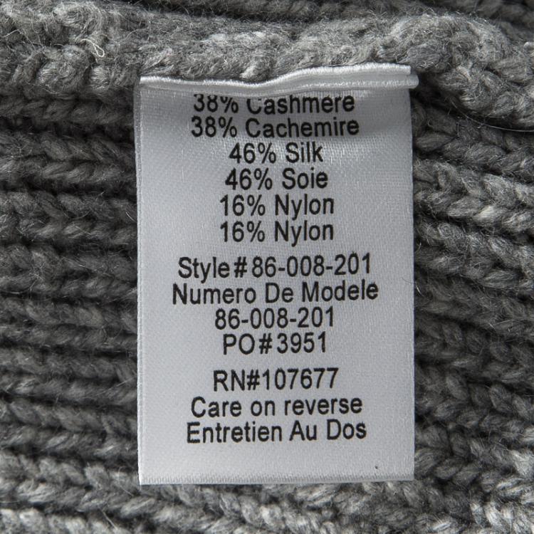 Pre Owned Alice + Olivia Grey Silk Cashmere Short Sleeve Sweater Dress S