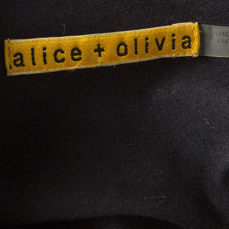 Pre Owned Alice + Olivia Black Leather Panel Detail Nicky Blouson Dress XS
