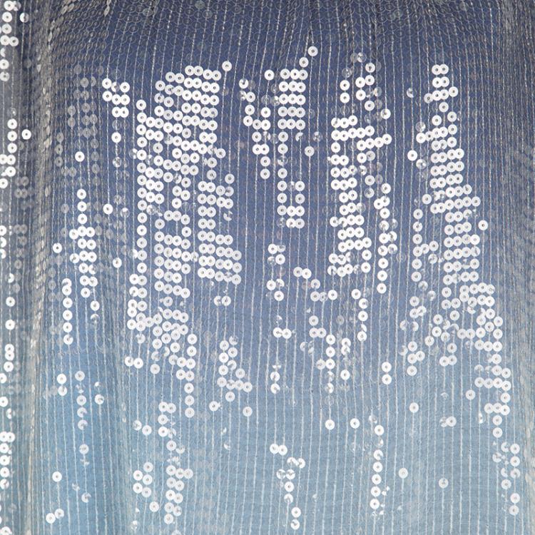 مملوكة مسبقًا Alice + Olivia Blue Ombre Sequined Sleeveless Dress S