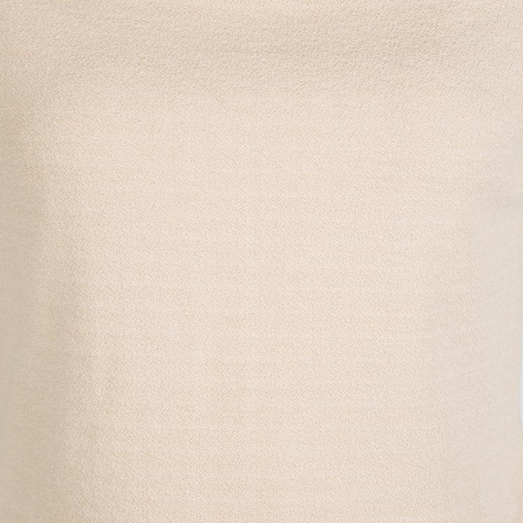 Pre Owned Alice + Olivia Beige Stretch Knit Gracelyn Off Shoulder Crop Top L