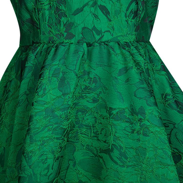 مملوكة مسبقًا Alice + Olivia Emerald Green Floral Jacquard Racerback Tevin Dress S