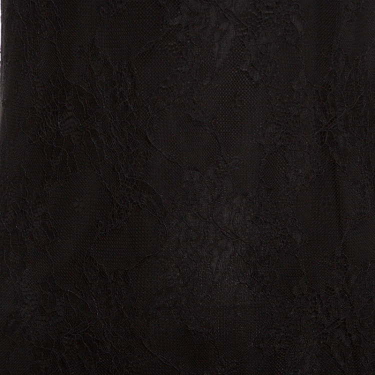 Pre Owned Alice + Olivia Black Floral Lace Layered Bottom Sleeveless Dress S