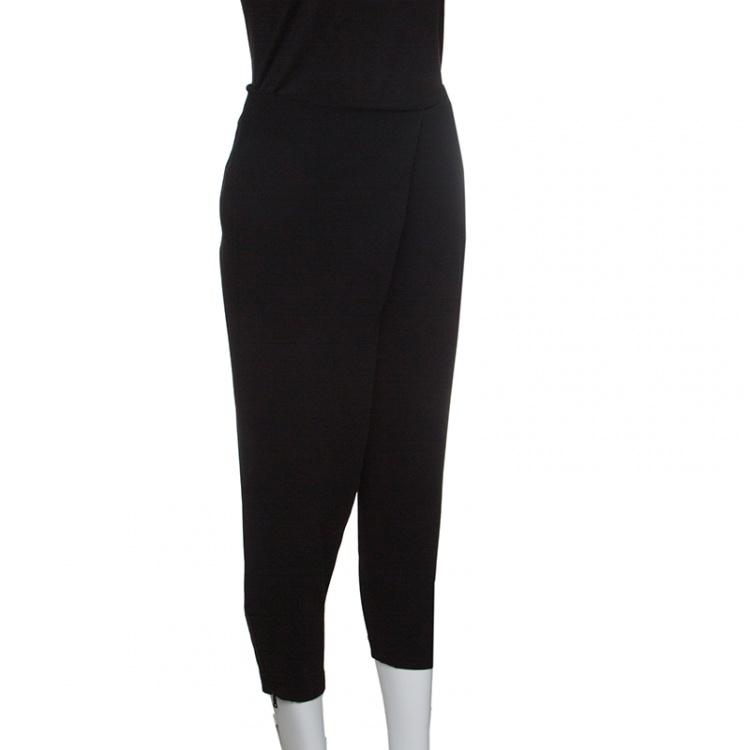 Pre Owned Alice + Olivia AIR Black Ankle Zip Detail Draped Cropped Pants M