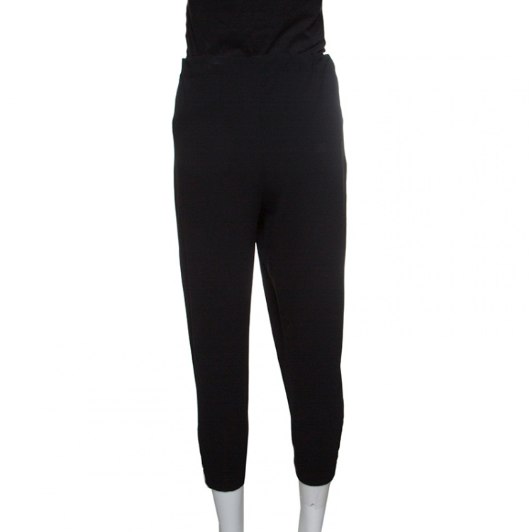Pre Owned Alice + Olivia AIR Black Ankle Zip Detail Draped Cropped Pants M