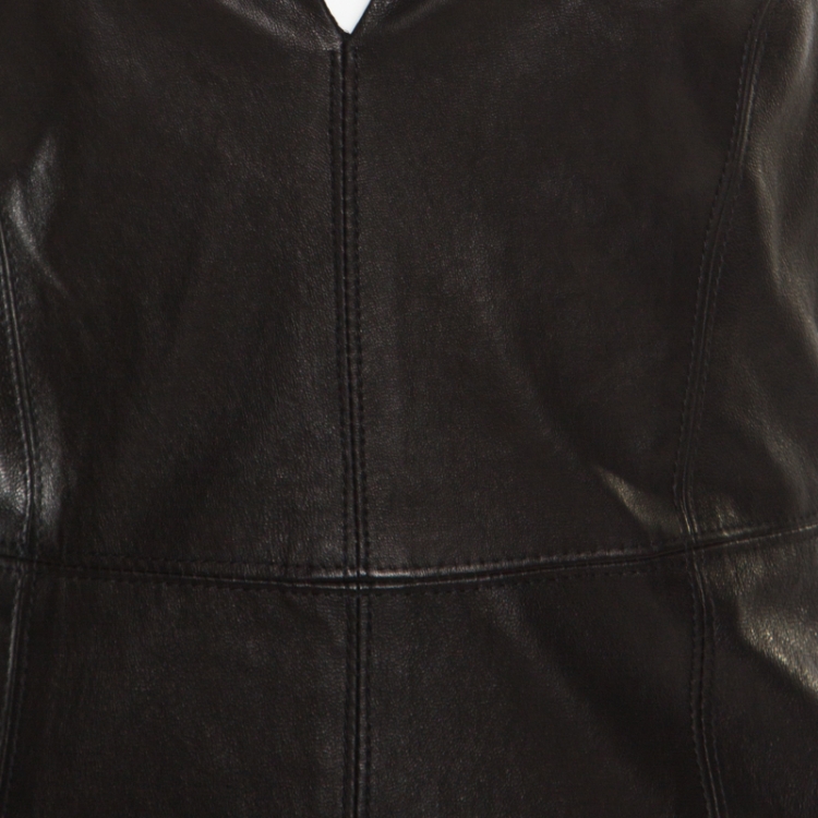 Pre Owned Alice + Olivia Black Leather Cutout Back Detail Sleeveless Corwin Dress S