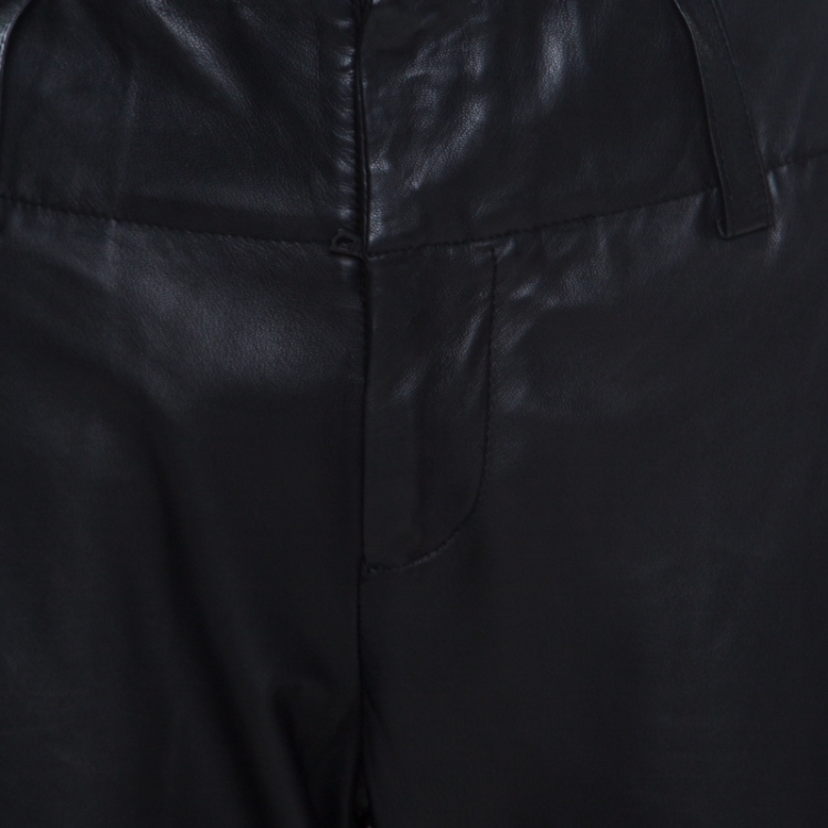 Pre Owned Alice + Olivia Black Leather Paneled Tapered Pants S