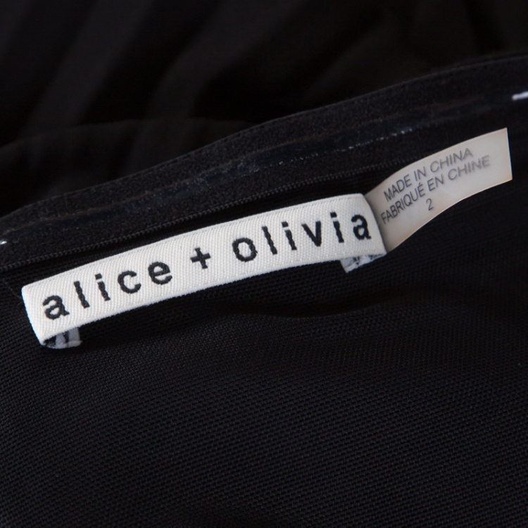 Pre Owned Alice + Olivia Black Jersey and Chiffon Off Shoulder Ilana Maxi Dress S 