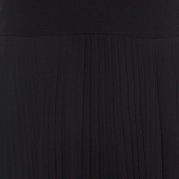 Pre Owned Alice + Olivia Black Jersey and Chiffon Off Shoulder Ilana Maxi Dress S 