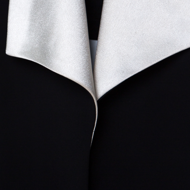Pre Owned Alice + Olivia Black Drape Front White Collar Detail Long Vest Jacket M