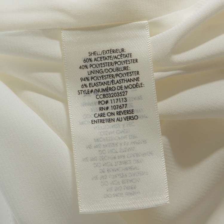 Pre Owned Alice + Olivia Off White Crepe Pearl Detail Kristiana Dress S