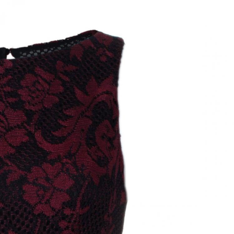 Pre Owned Alice + Olivia Red Veda Lace Open-back Gown S