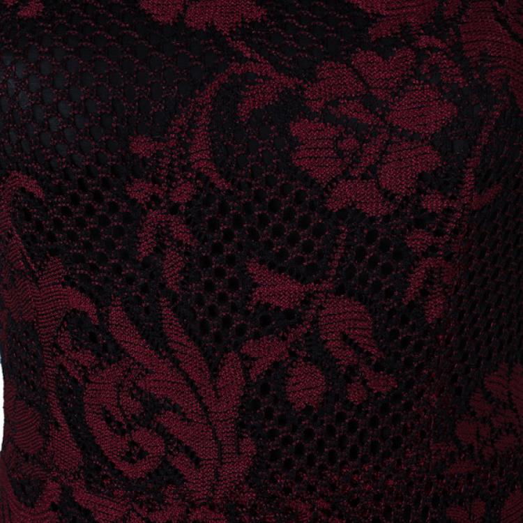 Pre Owned Alice + Olivia Red Veda Lace Open-back Gown S