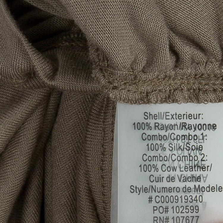 Pre Owned Alice + Olivia T-back Drape Khaki Green Silk Cotton Dress M