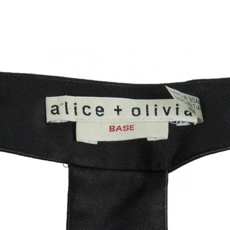 Pre Owned Alice + Olivia T-back Drape Khaki Green Silk Cotton Dress M
