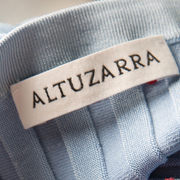 Pre Owned Altuzarra Powder Blue Rib Knit Fil Coupe Off Shoulder Tatum Top S
