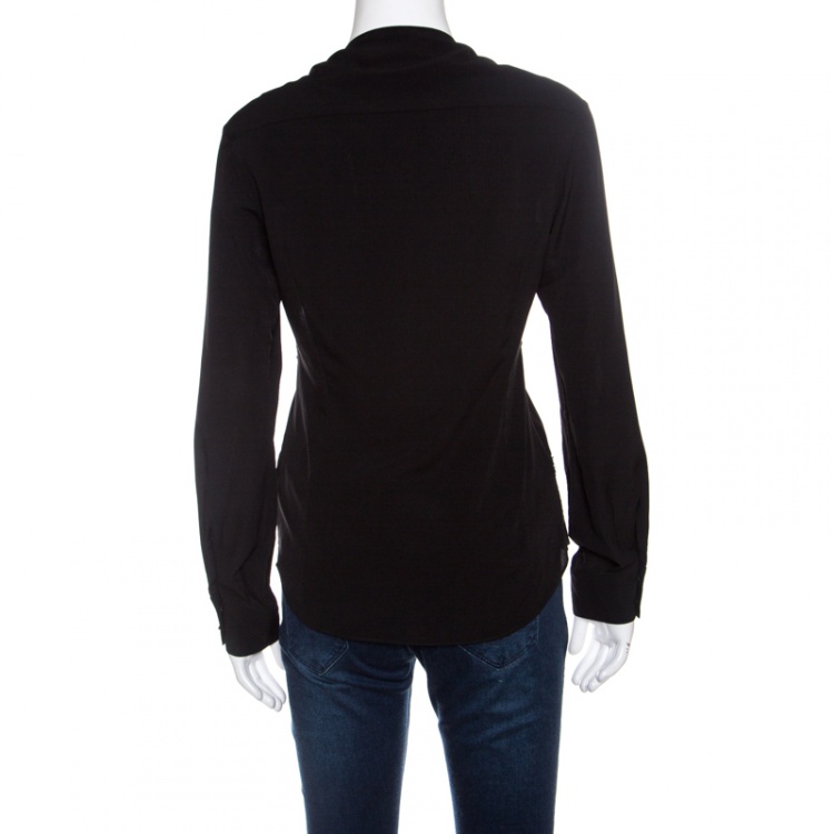 Pre Owned Altuzarra Black Floral Lace Insert Long Sleeve Shirt S