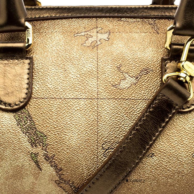 Pre Owned Alviero Martini 1A Classe Geo Classic Print Coated Canvas Satchel