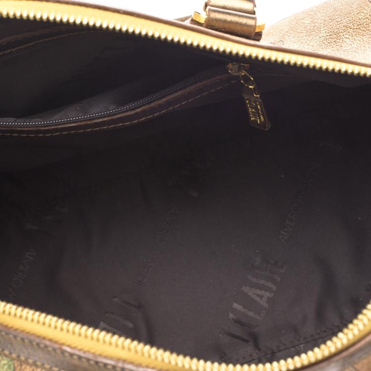 Pre Owned Alviero Martini 1A Classe Geo Classic Print Coated Canvas Satchel