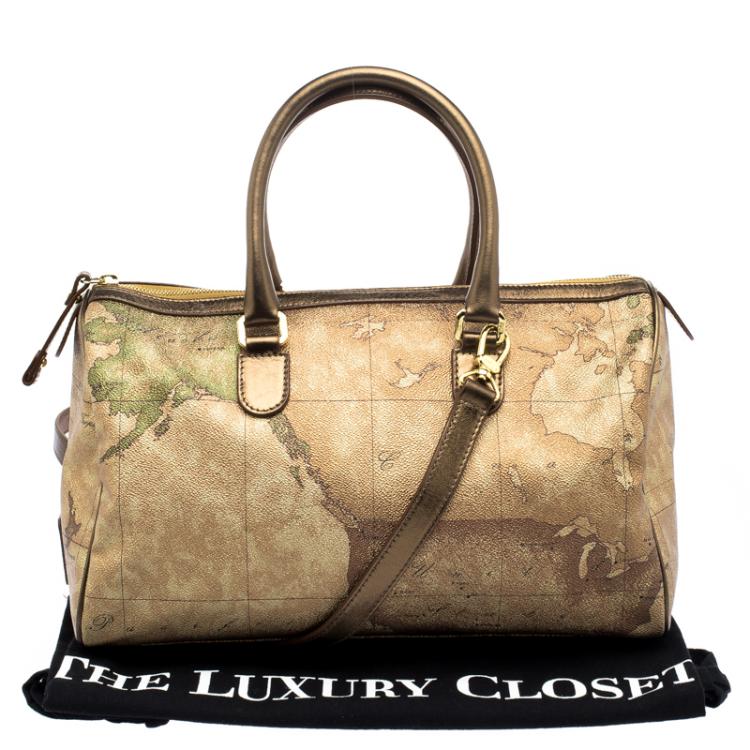 Pre Owned Alviero Martini 1A Classe Geo Classic Print Coated Canvas Satchel