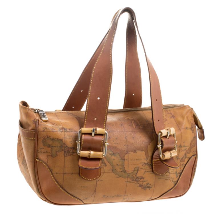 Pre Owned Alviero Martini 1A Classe Geo Classic Print Coated Canvas Shoulder Bag