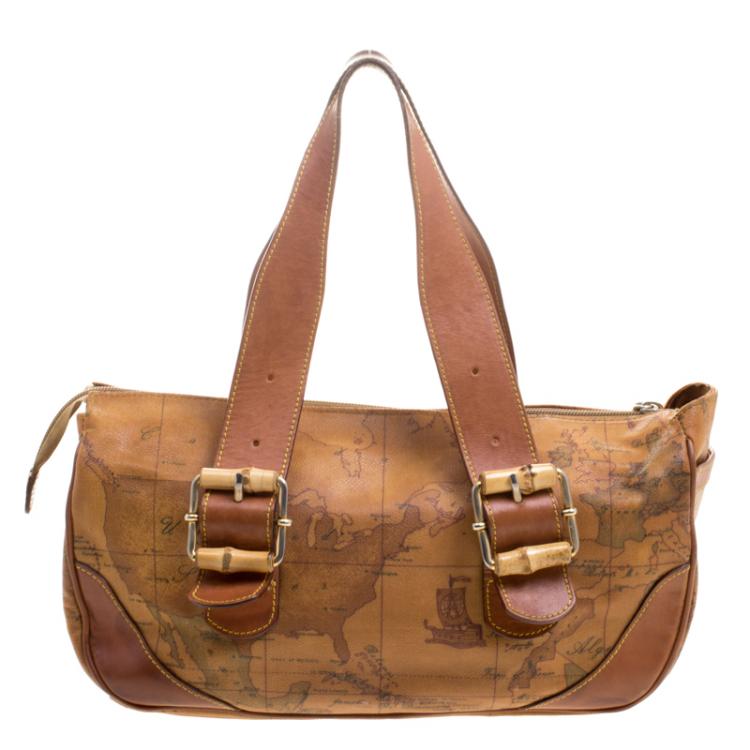 Pre Owned Alviero Martini 1A Classe Geo Classic Print Coated Canvas Shoulder Bag