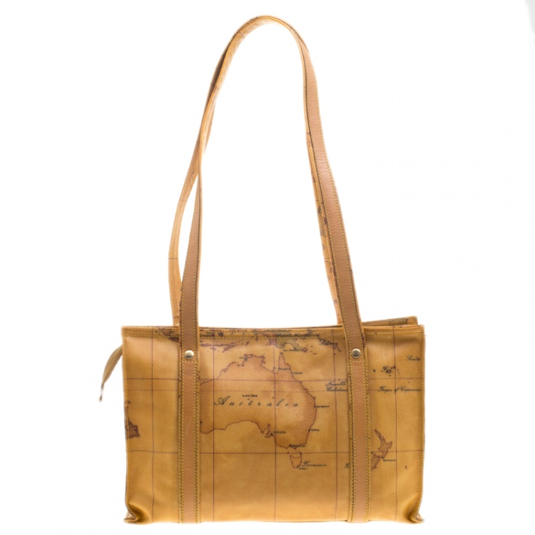 Pre Owned Alviero Martini 1A Classe Map Printed Coated Canvas Tote