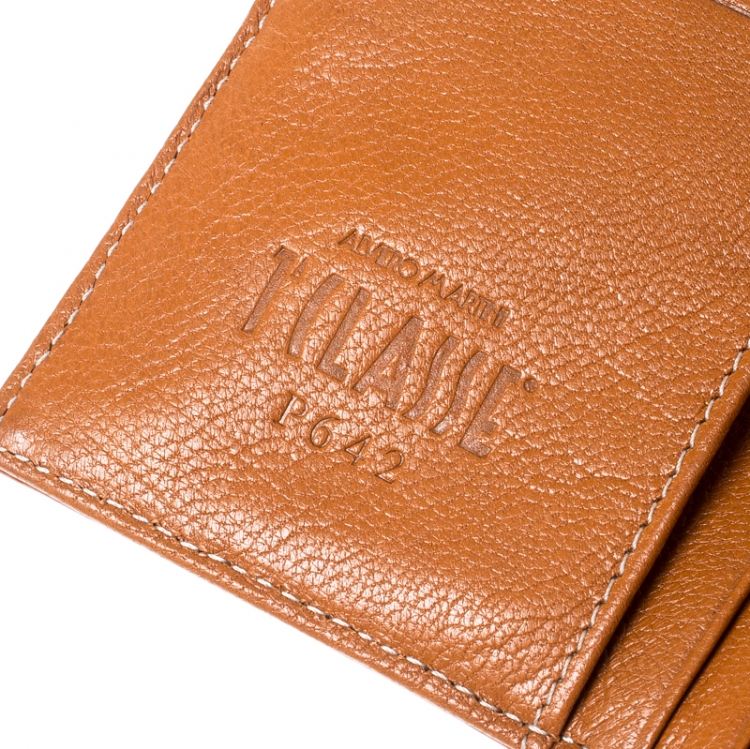 Pre Owned Alviero Martini 1A Classe Tan Geo Map Coated Canvas Flap Compact Wallet