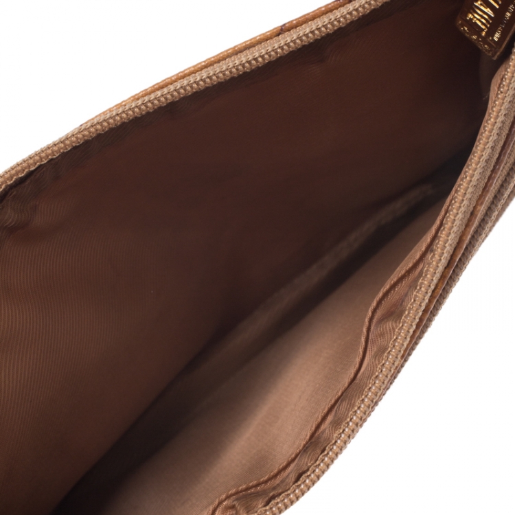 Pre Owned Alviero Martini 1A Classe Tan Geo Print Coated Canvas Bag