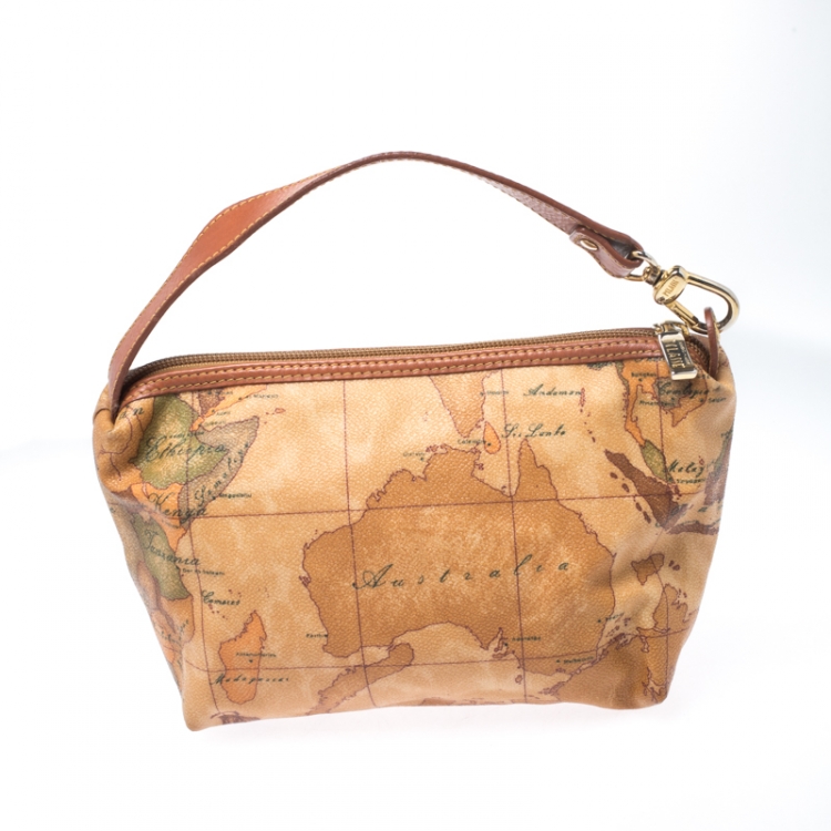 Pre Owned Alviero Martini 1A Classe Tan Geo Print Coated Canvas Bag
