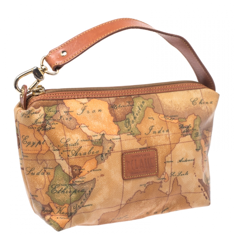 Pre Owned Alviero Martini 1A Classe Tan Geo Print Coated Canvas Bag