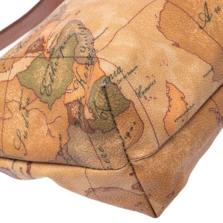 Pre Owned Alviero Martini 1A Classe Tan Geo Print Coated Canvas Bag