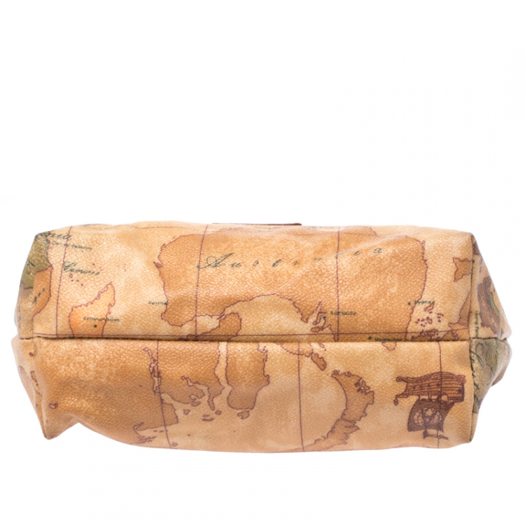 Pre Owned Alviero Martini 1A Classe Tan Geo Print Coated Canvas Bag