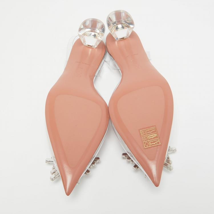 Pre Owned Amina Muaddi Transparent PVC Begum Pumps Size 37.5