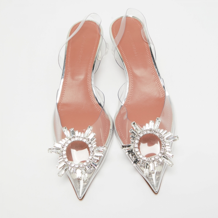Pre Owned Amina Muaddi Transparent PVC Begum Pumps Size 37.5