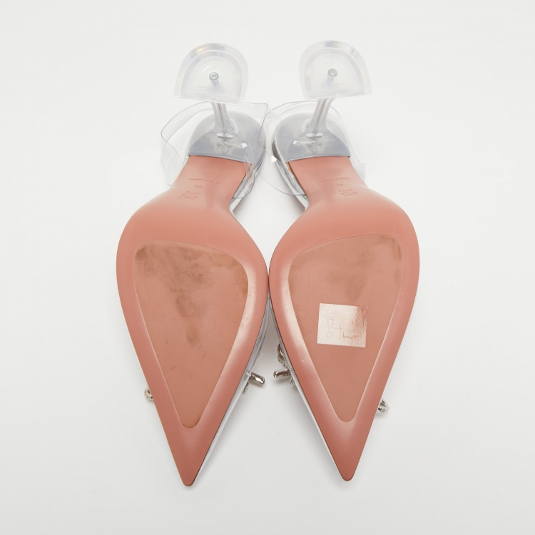 مملوكة مسبقًا Amina Muaddi Transparent PCV Rosie Slingback Pumps Size 42