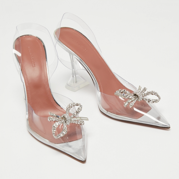 مملوكة مسبقًا Amina Muaddi Transparent PCV Rosie Slingback Pumps Size 42