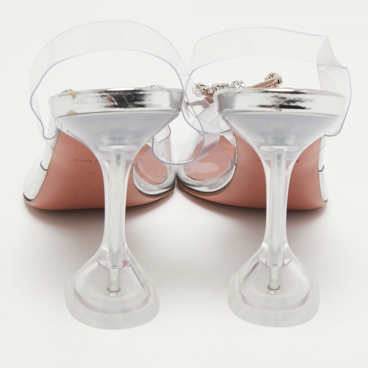 مملوكة مسبقًا Amina Muaddi Transparent PCV Rosie Slingback Pumps Size 42