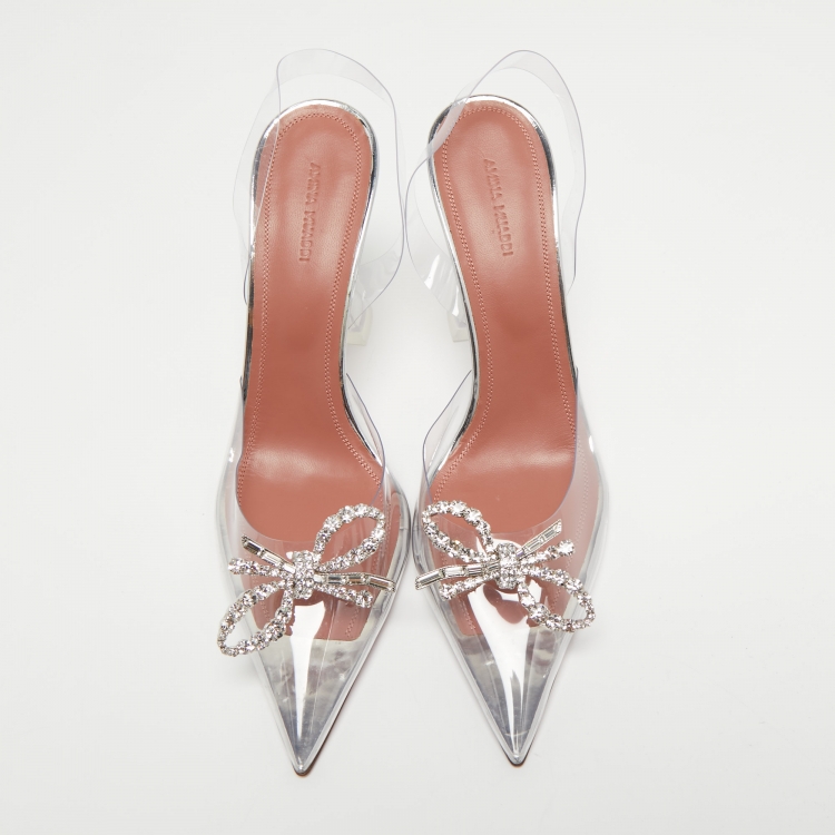 مملوكة مسبقًا Amina Muaddi Transparent PCV Rosie Slingback Pumps Size 42