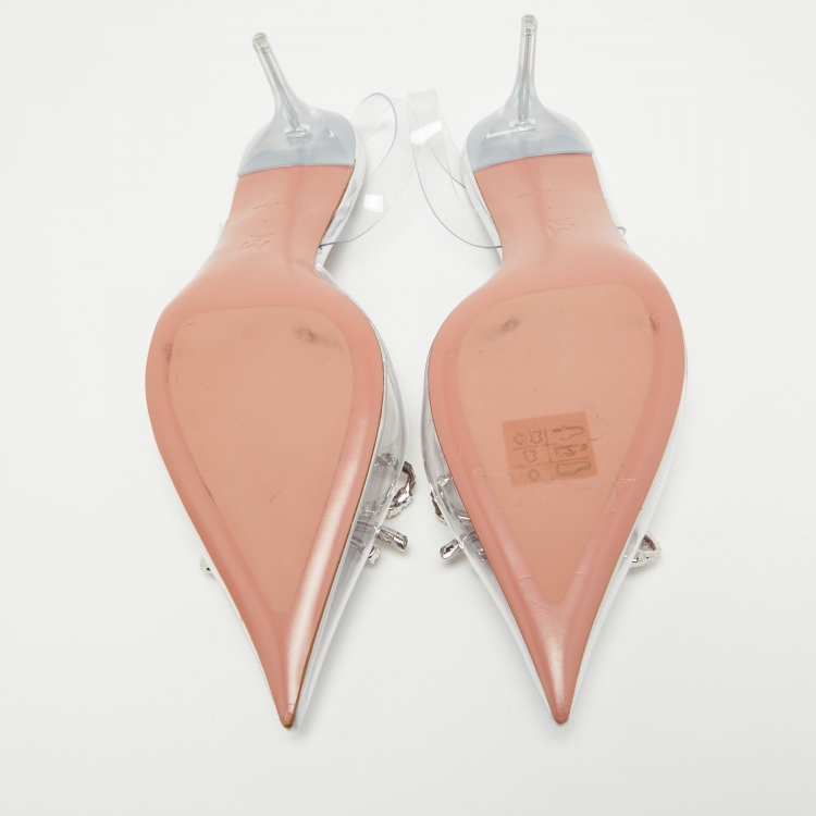 مملوكة مسبقًا Amina Muaddi Transparent PVC Rosie Slingback Pumps Size 40  