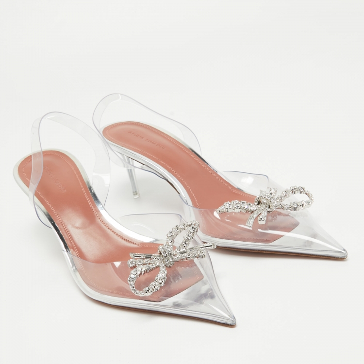 مملوكة مسبقًا Amina Muaddi Transparent PVC Rosie Slingback Pumps Size 40  