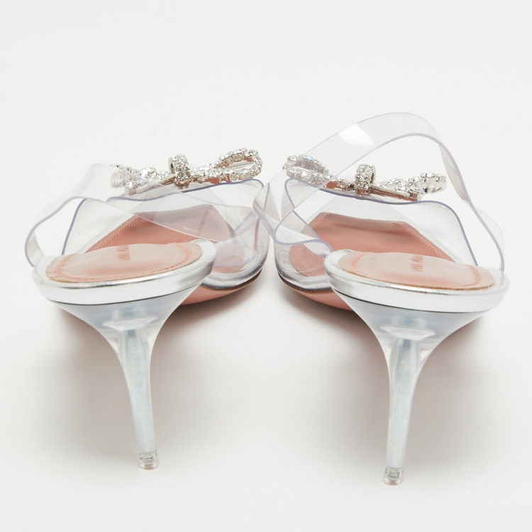 مملوكة مسبقًا Amina Muaddi Transparent PVC Rosie Slingback Pumps Size 40  