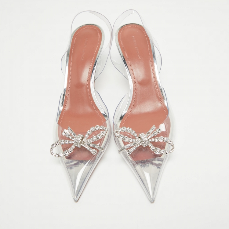 مملوكة مسبقًا Amina Muaddi Transparent PVC Rosie Slingback Pumps Size 40  