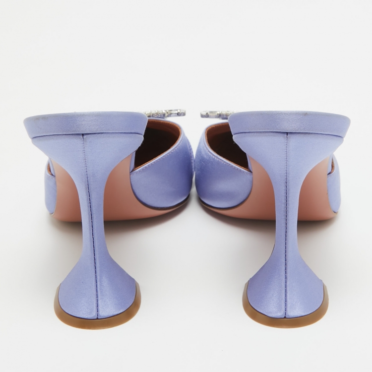 مملوكة مسبقًا Amina Muaddi Purple Satin Begum  Mules Size  40