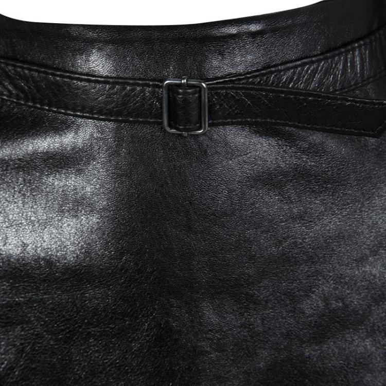 Pre Owned Ann Demeulemeester Black Leather Belted Skirt L