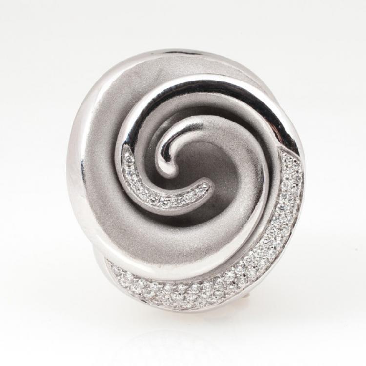 Pre Owned Annamaria Camilli Black Rose Diamond White Gold Ring Size 56