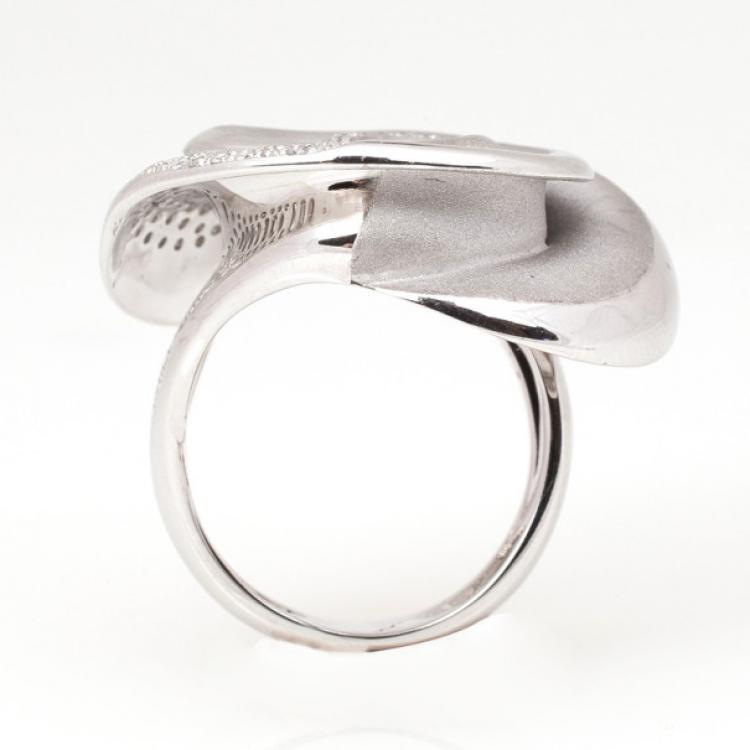 Pre Owned Annamaria Camilli Black Rose Diamond White Gold Ring Size 56