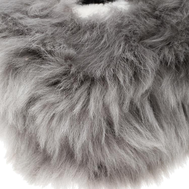 Pre Owned Anya Hindmarch Grey Shearling Mini Eyes Crossbody Bag