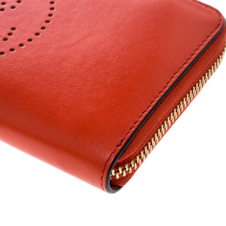 Pre Owned Anya Hindmarch Orange Leather Smiley Zip Around Continental Wallet 
