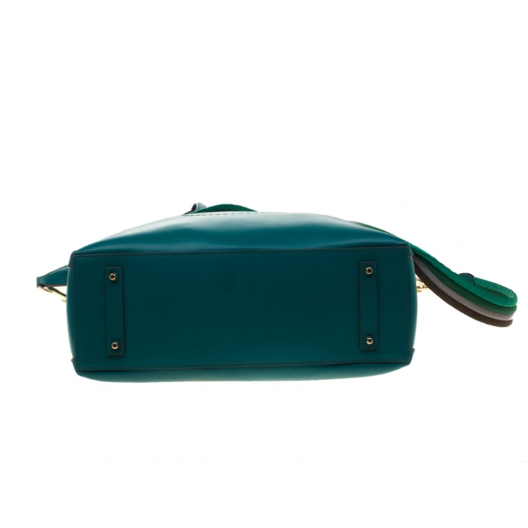 Pre Owned Anya Hindmarch Green Leather Smiley Ebury Shopper Tote