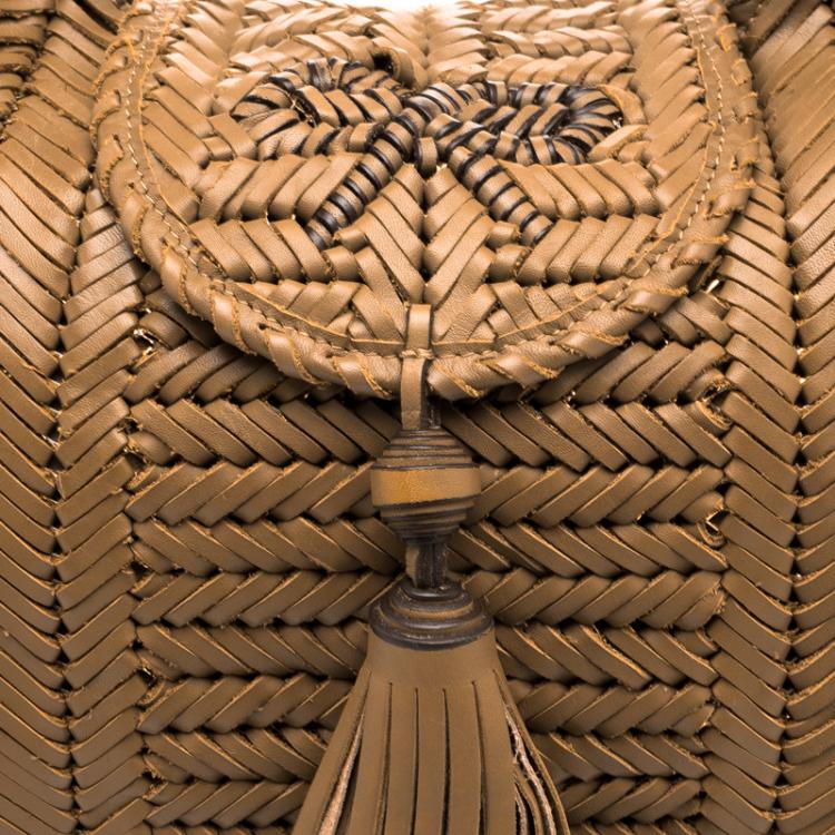 Pre Owned Anya Hindmarch Brown Woven Leather Neeson Tote